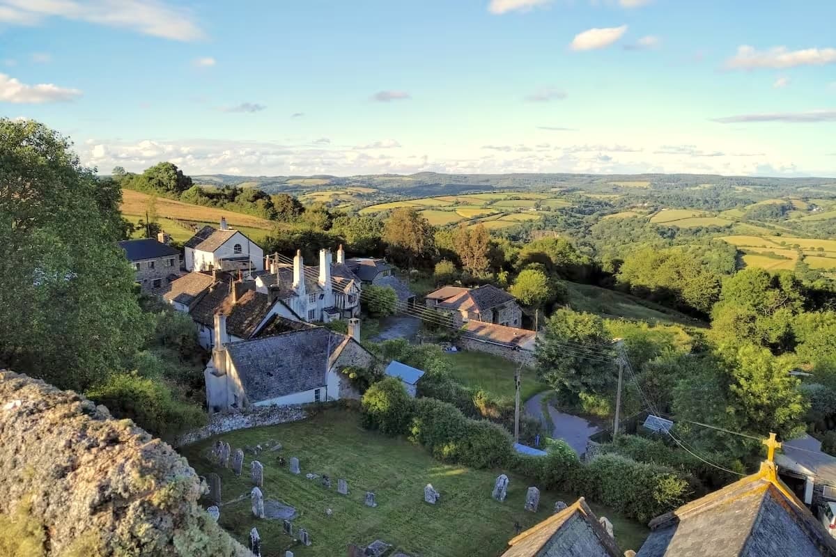 The cottage from above — nestled right on Dartmoor’s edge.